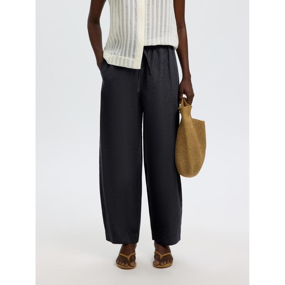 Selected Femme Loose Barrel Linen Trousers